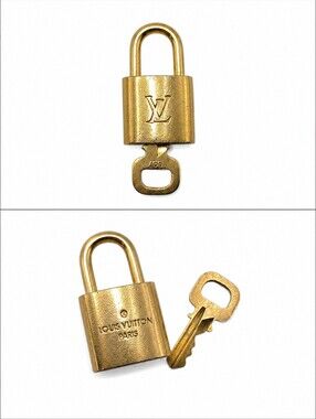 #447 Louis Vuitton Metallic Gold Padlock Charm with LV Monogram
